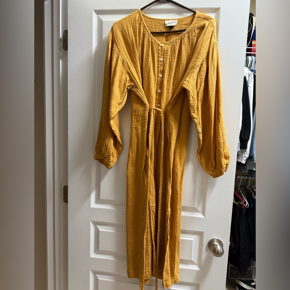 Peasant Style Yellow Universal Thread Dress with Pockets Women’s XL